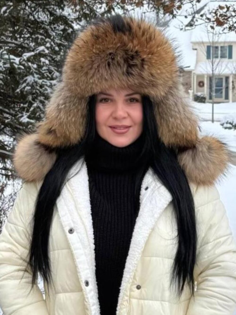 Luxurious Women's Real Raccoon Fur Trapper Hat, Genuine Fur & Natural Leather